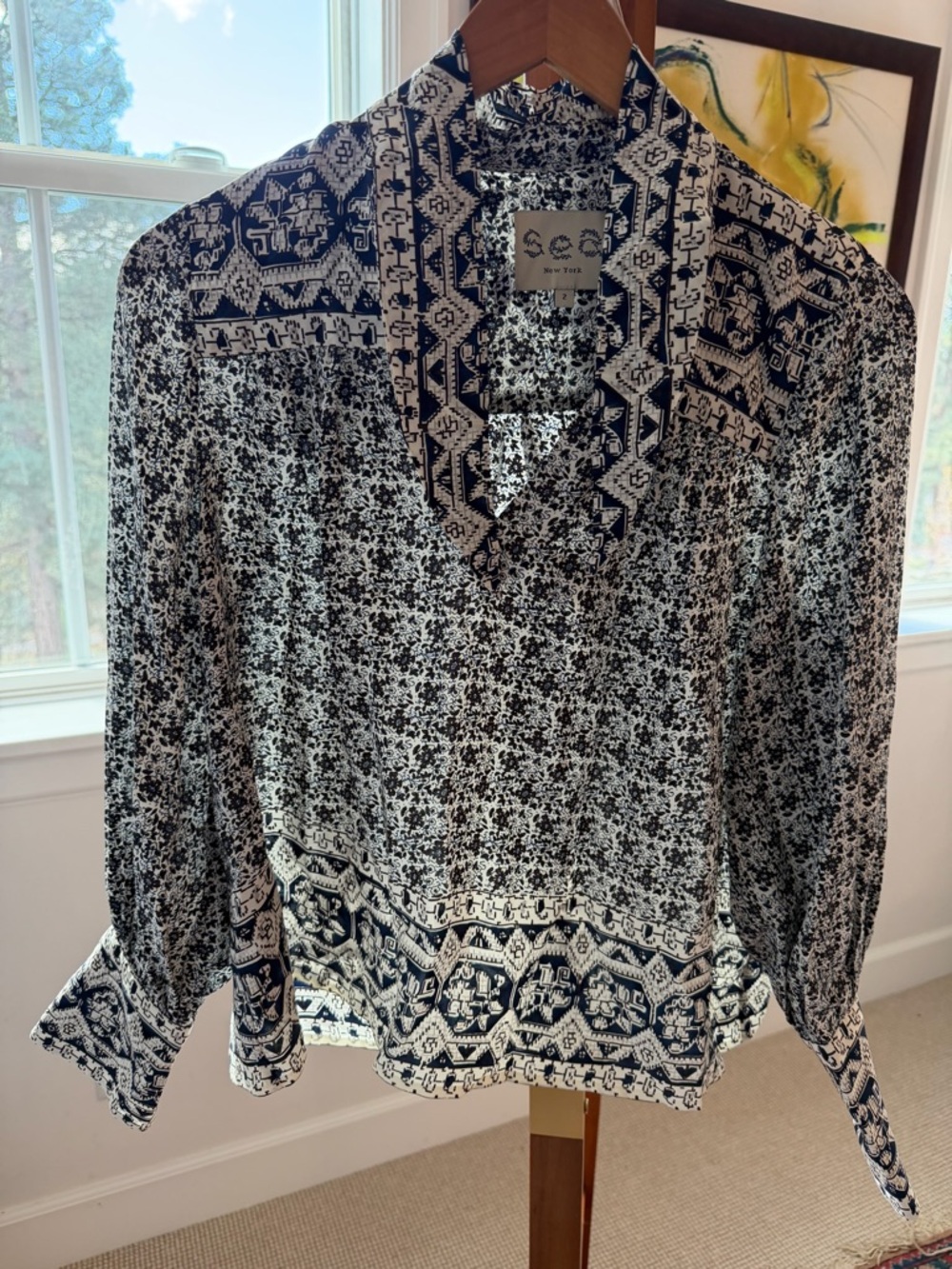 Sea New York Long-Sleeve Silk Blouse
